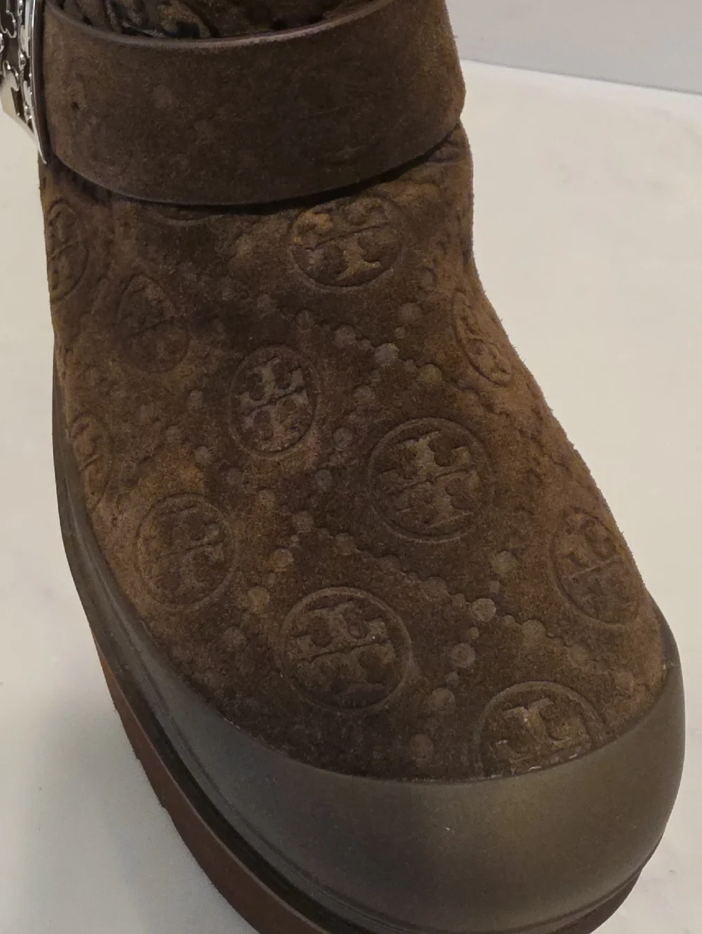 Tory Burch Brown Logo Quilted Shearling-Lined Ankle Boots  Brand New  No Tag